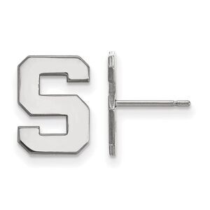 10k White Gold Michigan State University Small 'S' Post Earrings